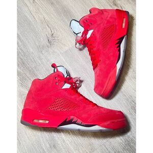 Air Jordan 5 Retro‎ Red Suede Basketball Sneakers High Top Athletic Shoes